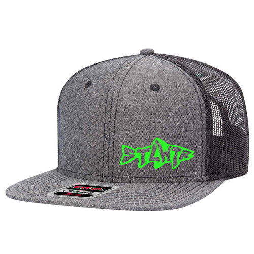 STLWTR - Flat Bill Snap-Back Hat Heather Grey/Charcoal (Neon Green Logo)